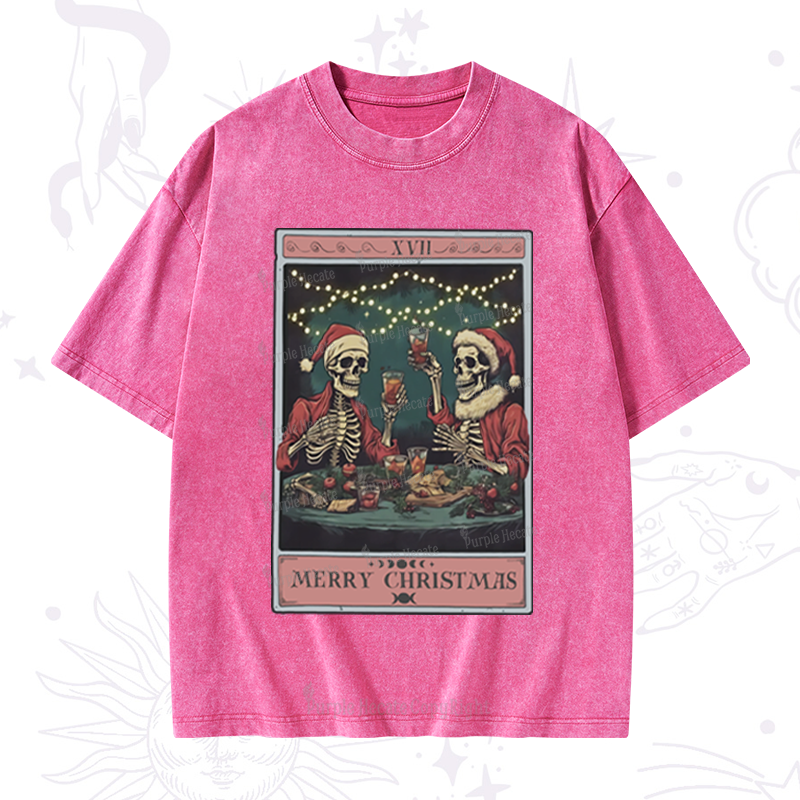 Purplehecate Christmas Dinner Tarot Washed T-Shirt