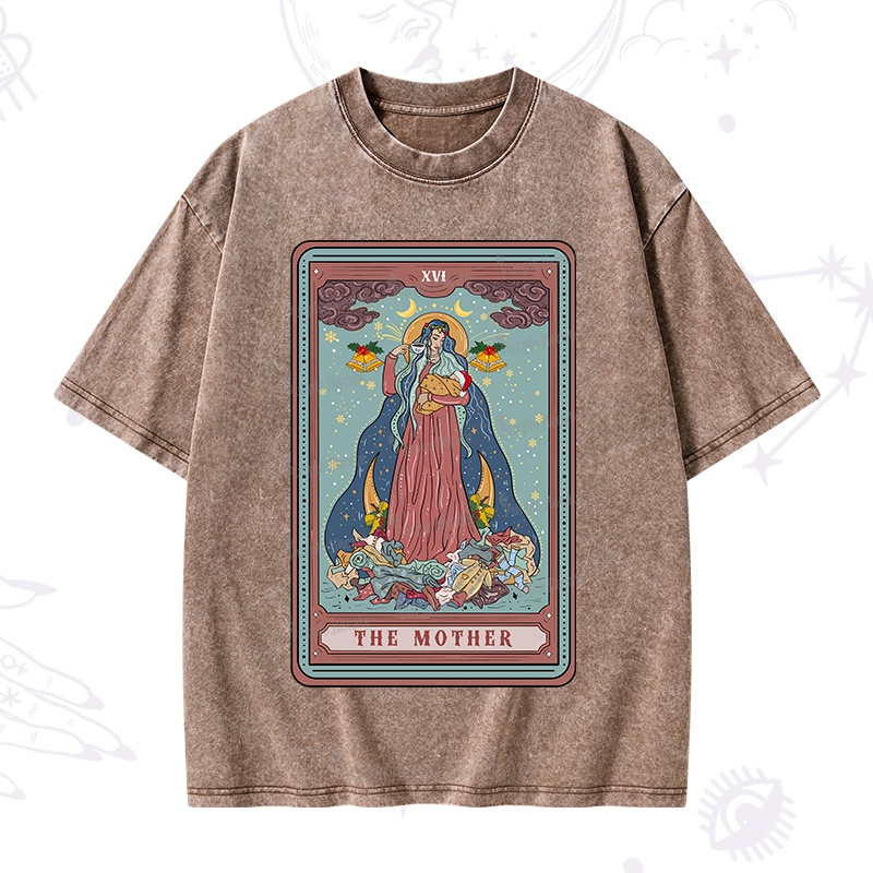 Purplehecate Christmas The Mother Tarot Washed T-Shirt