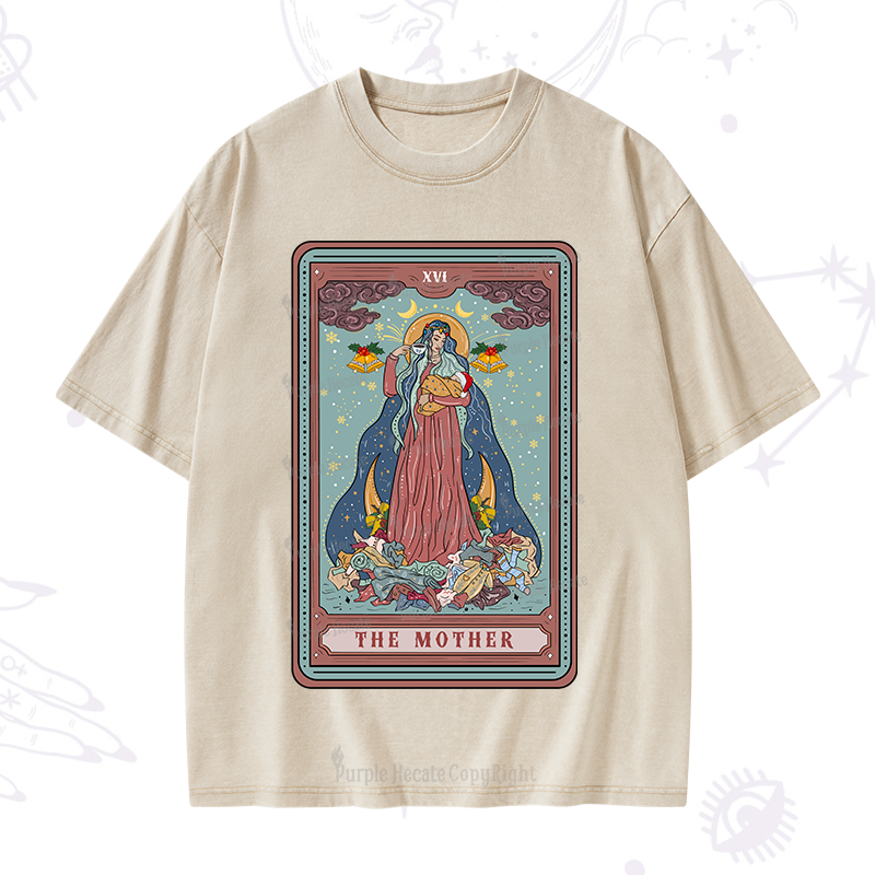 Purplehecate Christmas The Mother Tarot Washed T-Shirt