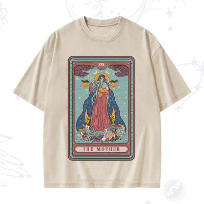 Purplehecate Christmas The Mother Tarot Washed T-Shirt