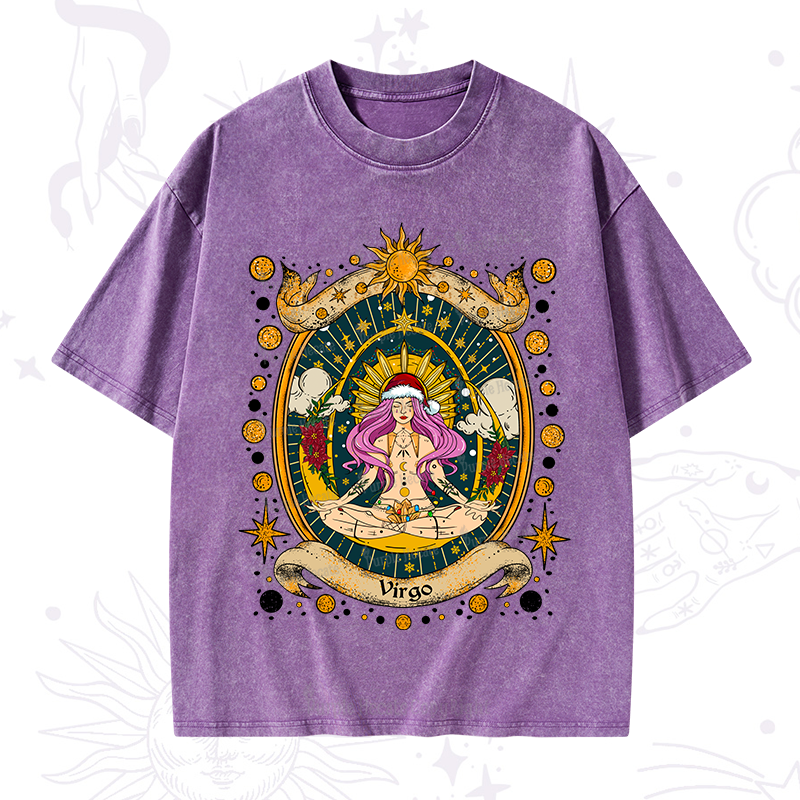 Purplehecate Christmas Virgo Radiance Zodiac Washed T-Shirt