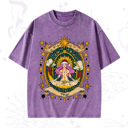 Purplehecate Christmas Virgo Radiance Zodiac Washed T-Shirt