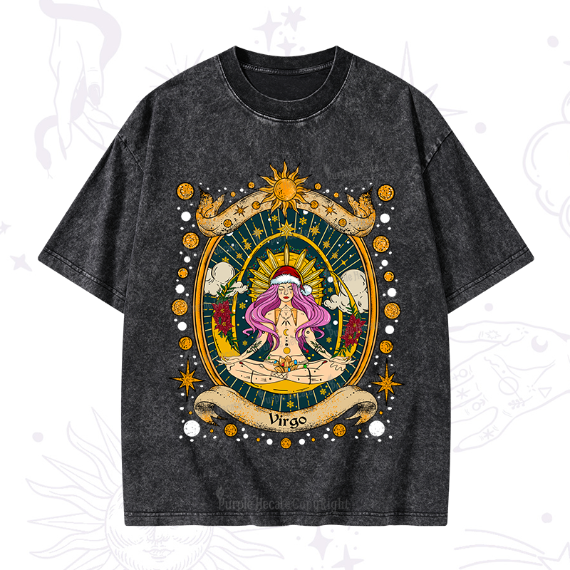 Purplehecate Christmas Virgo Radiance Zodiac Washed T-Shirt