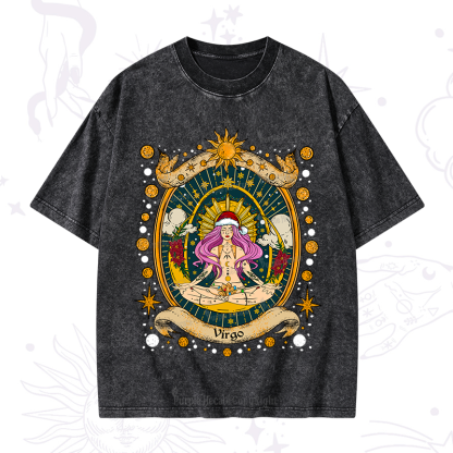 Purplehecate Christmas Virgo Radiance Zodiac Washed T-Shirt