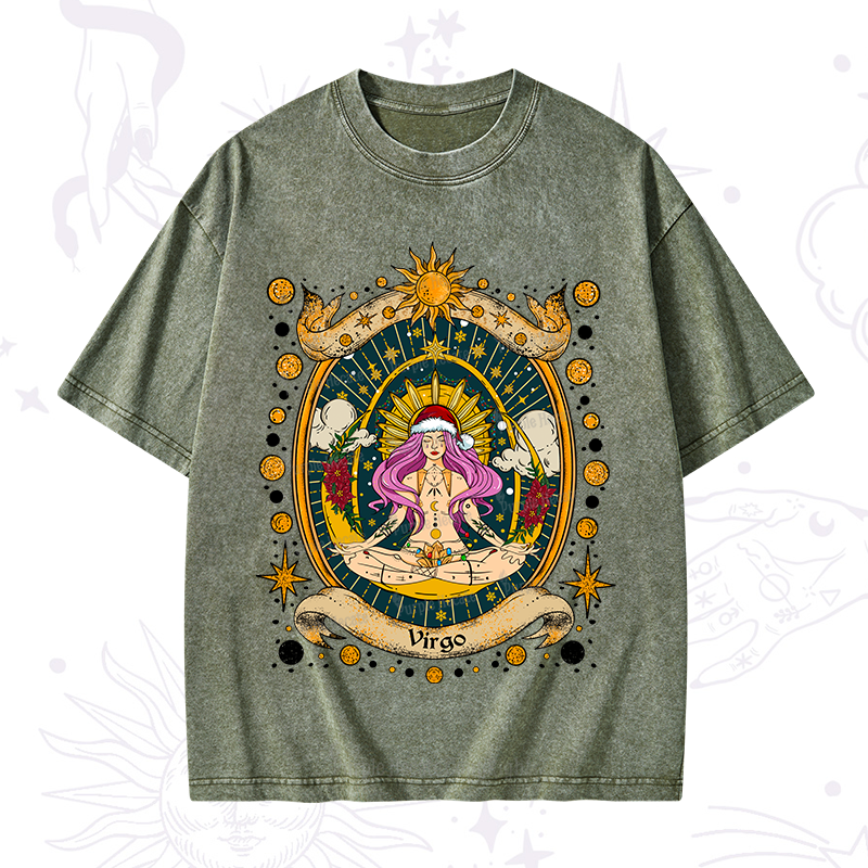 Purplehecate Christmas Virgo Radiance Zodiac Washed T-Shirt