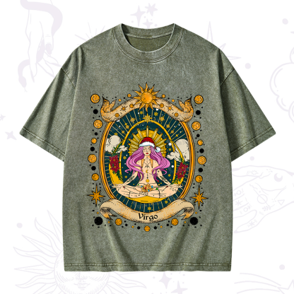 Purplehecate Christmas Virgo Radiance Zodiac Washed T-Shirt