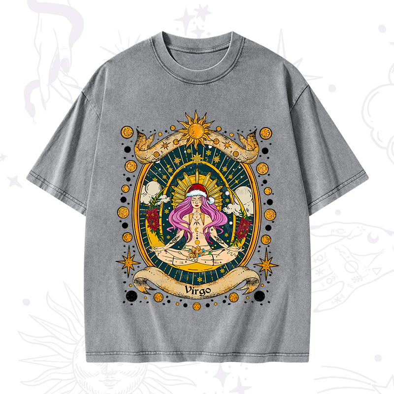 Purplehecate Christmas Virgo Radiance Zodiac Washed T-Shirt