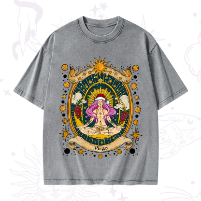 Purplehecate Christmas Virgo Radiance Zodiac Washed T-Shirt