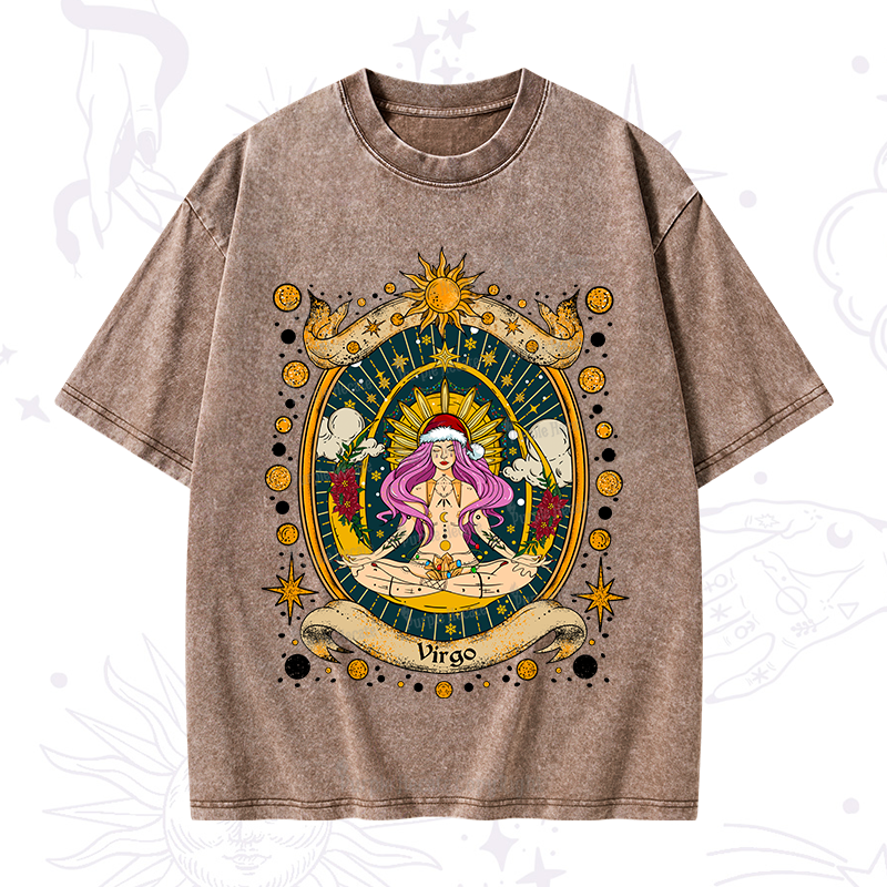 Purplehecate Christmas Virgo Radiance Zodiac Washed T-Shirt
