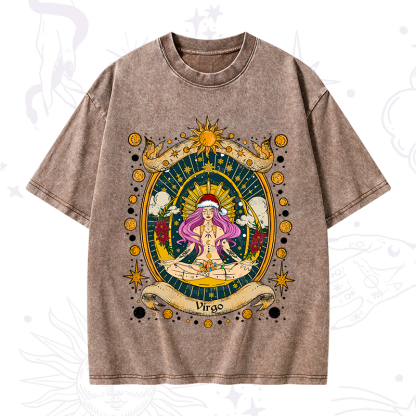 Purplehecate Christmas Virgo Radiance Zodiac Washed T-Shirt