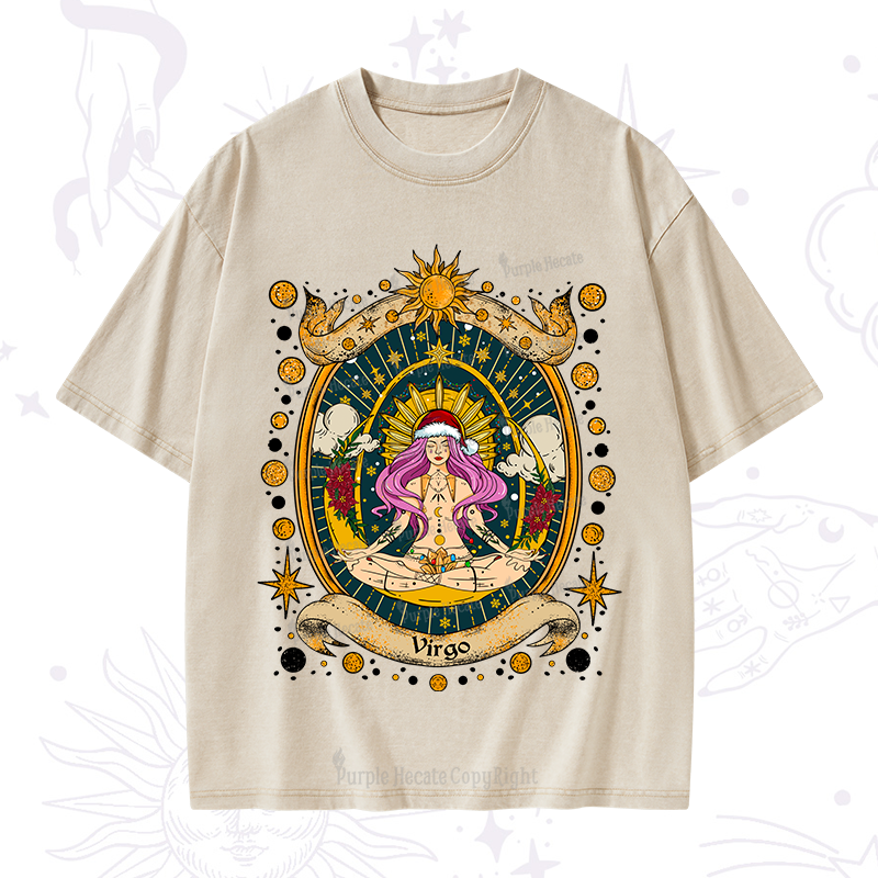 Purplehecate Christmas Virgo Radiance Zodiac Washed T-Shirt