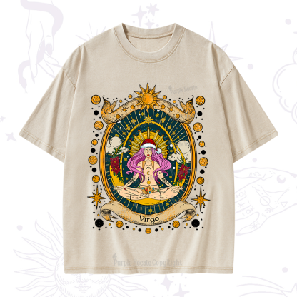 Purplehecate Christmas Virgo Radiance Zodiac Washed T-Shirt