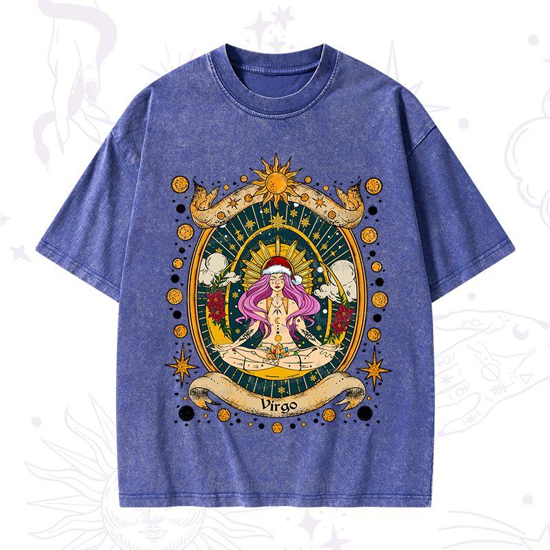 Purplehecate Christmas Virgo Radiance Zodiac Washed T-Shirt