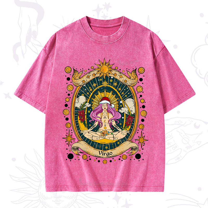 Purplehecate Christmas Virgo Radiance Zodiac Washed T-Shirt