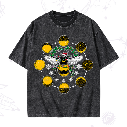Purplehecate Christmas Moon Bee Washed T-Shirt