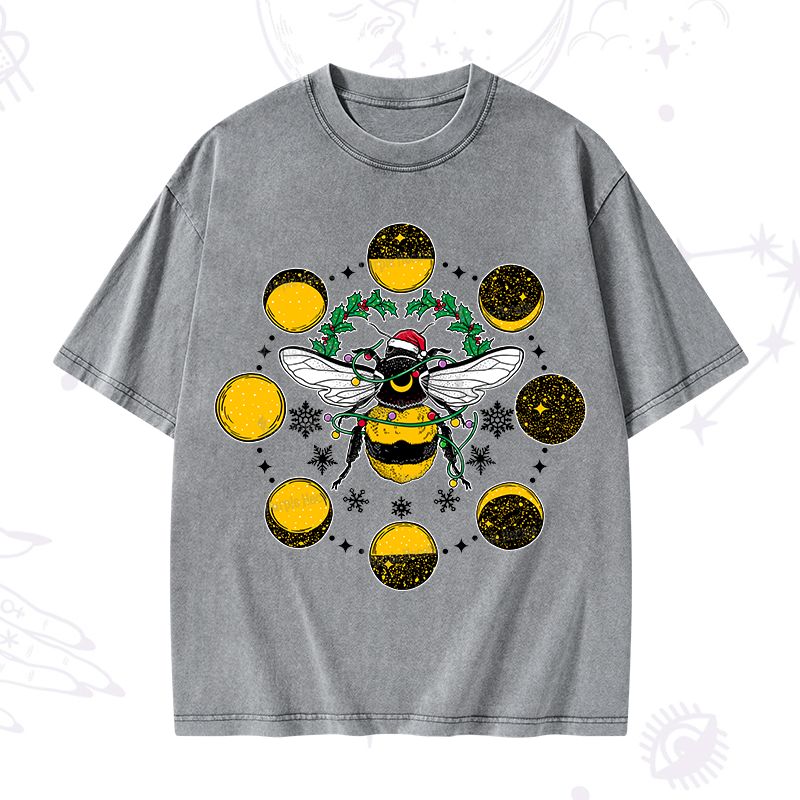 Purplehecate Christmas Moon Bee Washed T-Shirt