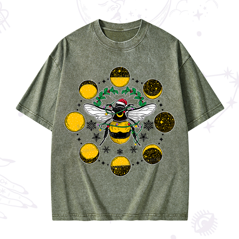 Purplehecate Christmas Moon Bee Washed T-Shirt