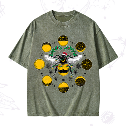 Purplehecate Christmas Moon Bee Washed T-Shirt