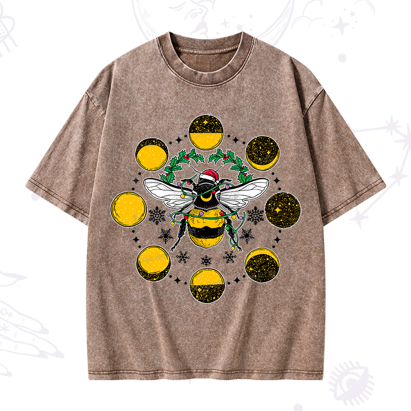 Purplehecate Christmas Moon Bee Washed T-Shirt
