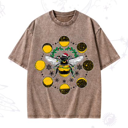 Purplehecate Christmas Moon Bee Washed T-Shirt