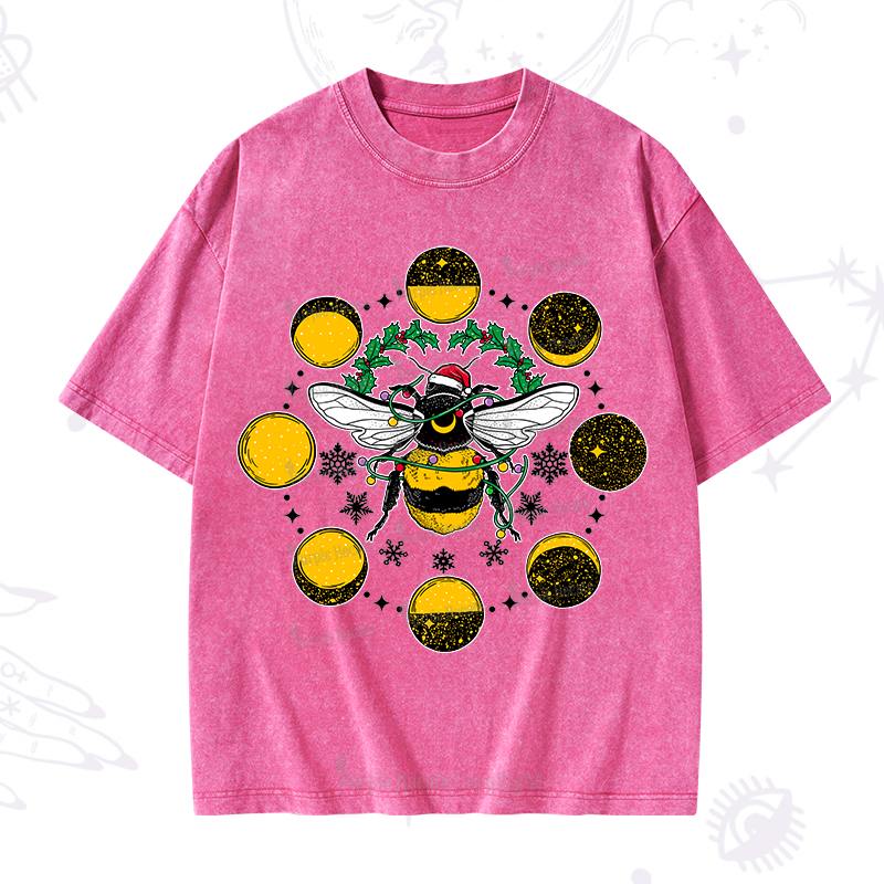 Purplehecate Christmas Moon Bee Washed T-Shirt
