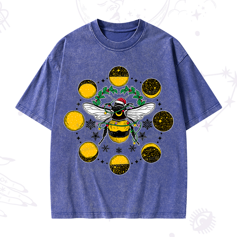 Purplehecate Christmas Moon Bee Washed T-Shirt