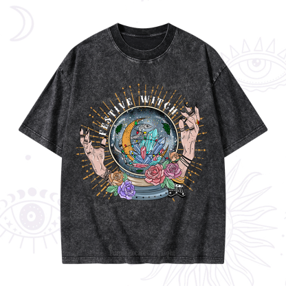 Purplehecate Christmas Festive Witch Washed T-Shirt
