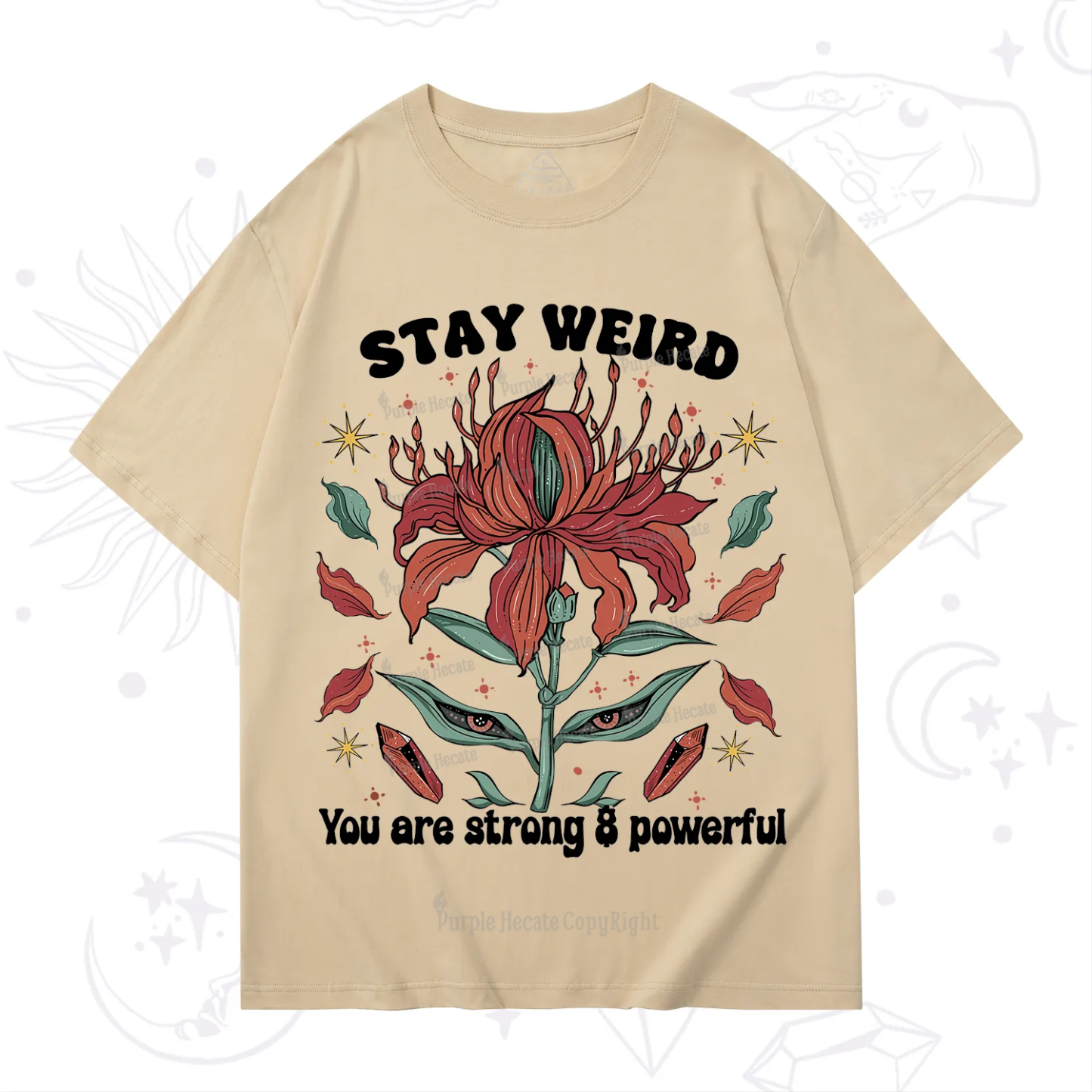 Purplehecate Stay Weird Floral T-Shirt