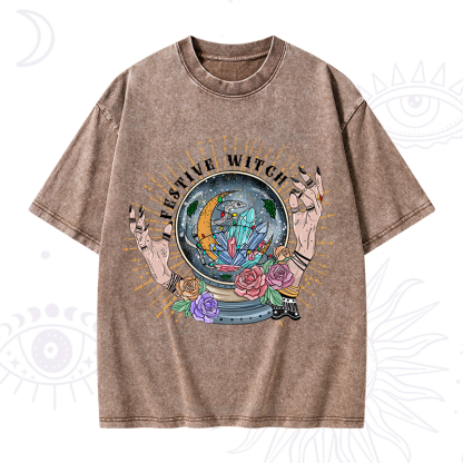 Purplehecate Christmas Festive Witch Washed T-Shirt
