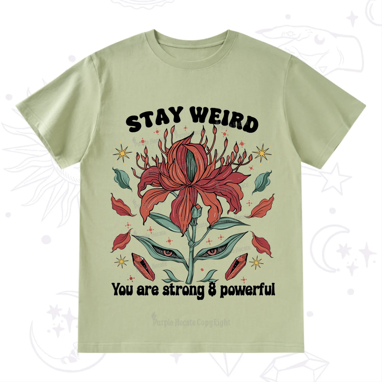 Purplehecate Stay Weird Floral T-Shirt