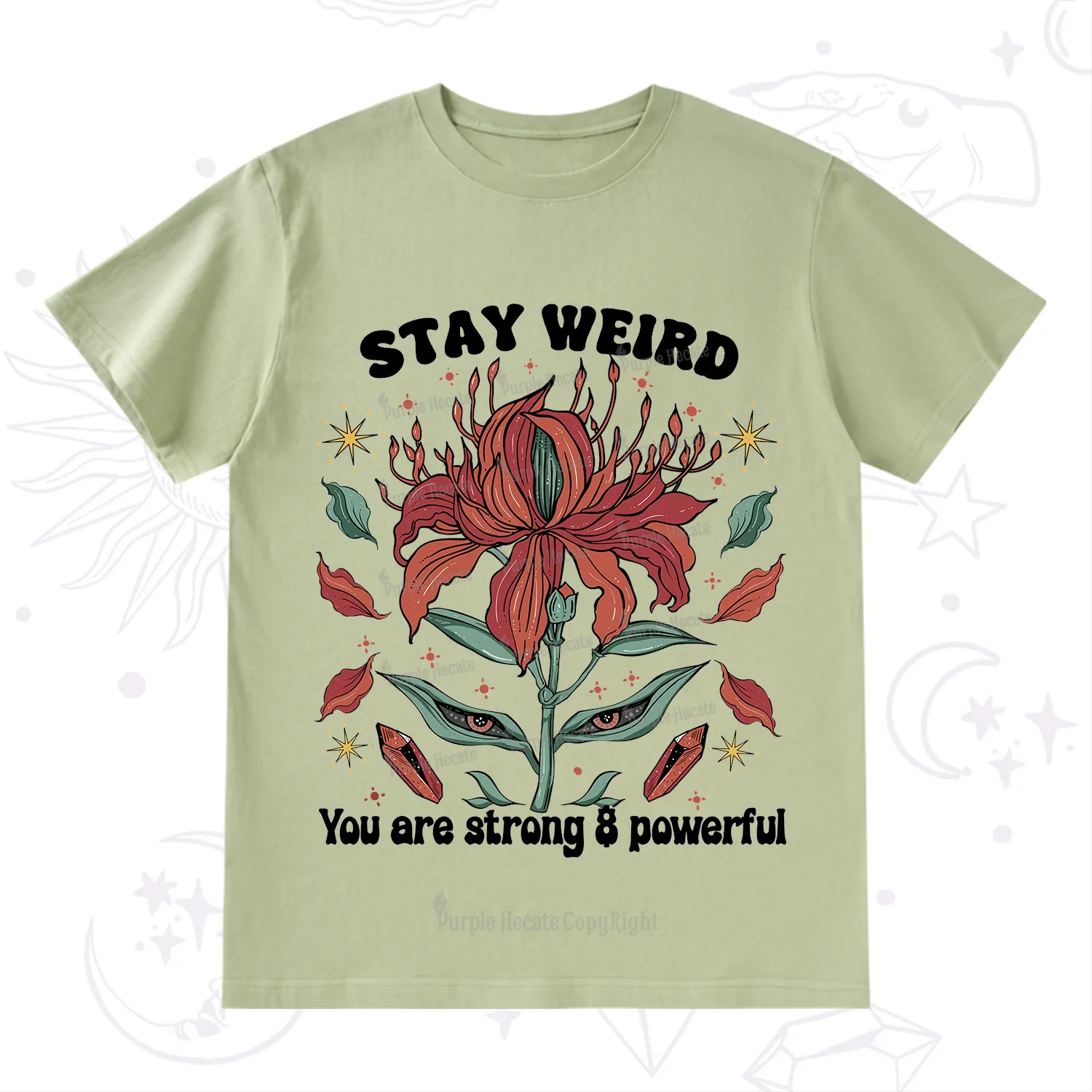Purplehecate Stay Weird Floral T-Shirt