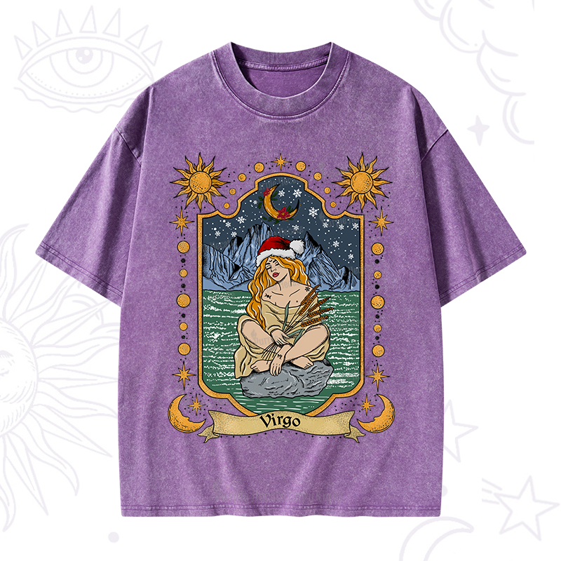 Purplehecate Christmas Virgo Zodiac Washed T-Shirt