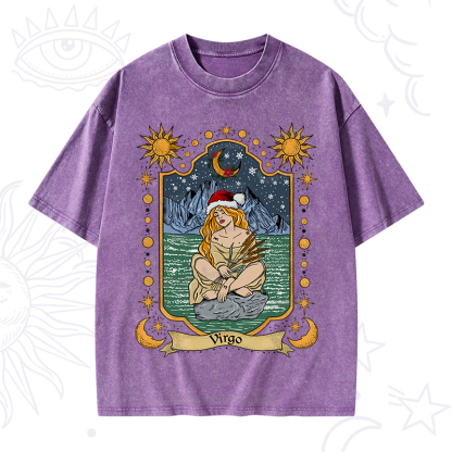 Purplehecate Christmas Virgo Zodiac Washed T-Shirt