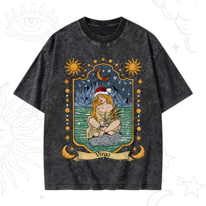 Purplehecate Christmas Virgo Zodiac Washed T-Shirt