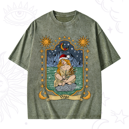 Purplehecate Christmas Virgo Zodiac Washed T-Shirt