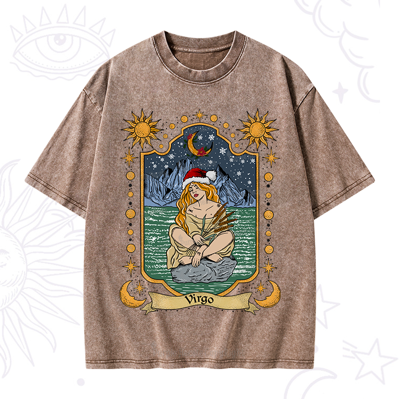 Purplehecate Christmas Virgo Zodiac Washed T-Shirt
