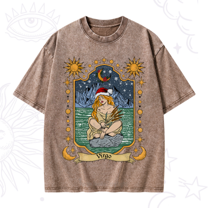 Purplehecate Christmas Virgo Zodiac Washed T-Shirt