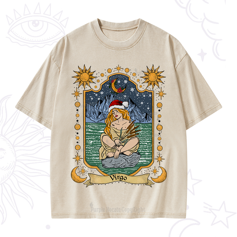 Purplehecate Christmas Virgo Zodiac Washed T-Shirt