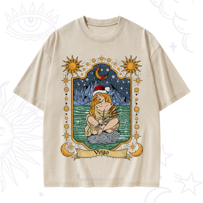 Purplehecate Christmas Virgo Zodiac Washed T-Shirt