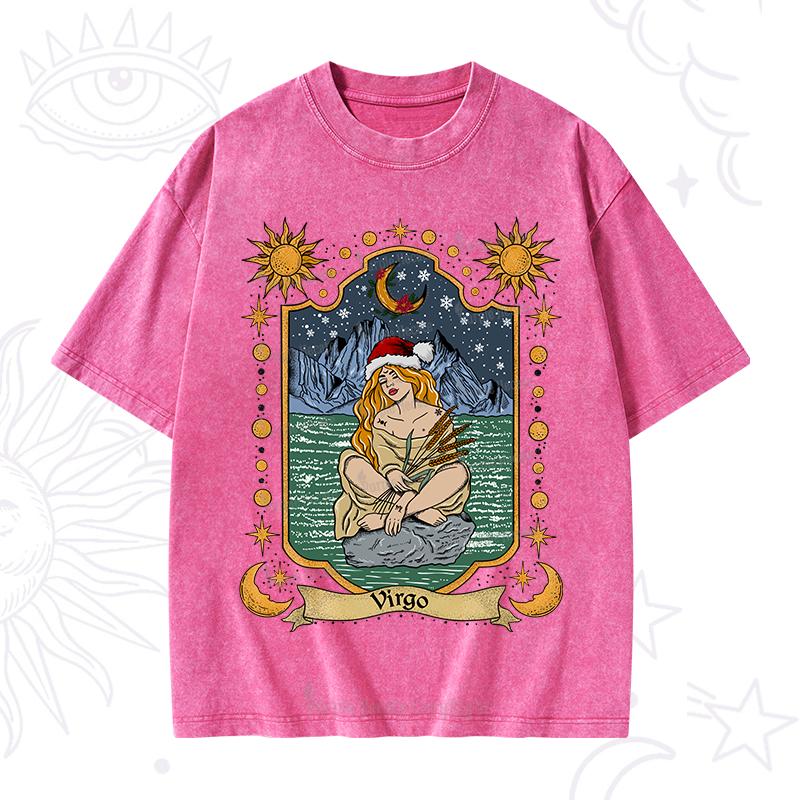 Purplehecate Christmas Virgo Zodiac Washed T-Shirt