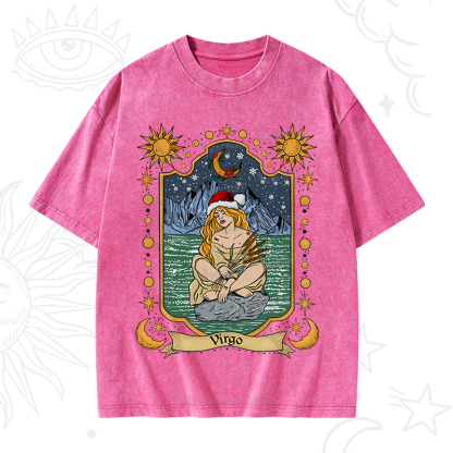 Purplehecate Christmas Virgo Zodiac Washed T-Shirt