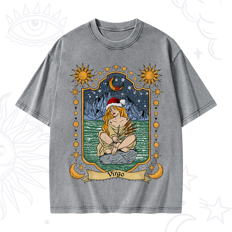 Purplehecate Christmas Virgo Zodiac Washed T-Shirt