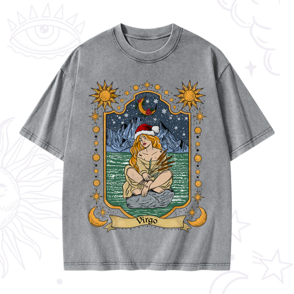 Purplehecate Christmas Virgo Zodiac Washed T-Shirt