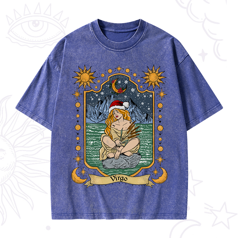 Purplehecate Christmas Virgo Zodiac Washed T-Shirt