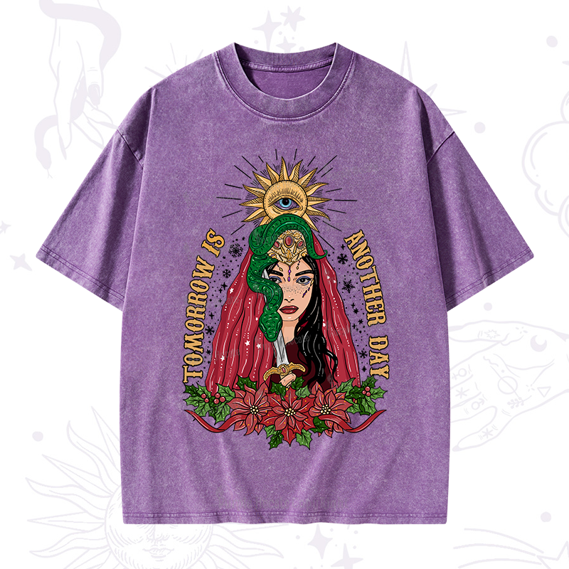 Purplehecate Christmas Prophetic Eye Witch Washed T-Shirt