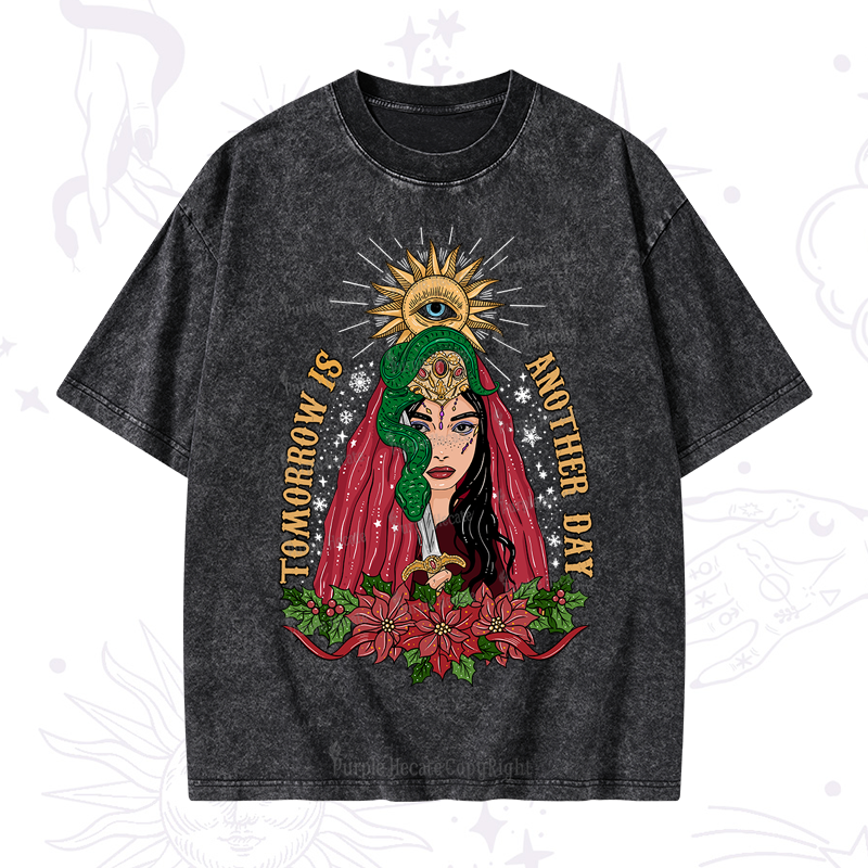 Purplehecate Christmas Prophetic Eye Witch Washed T-Shirt