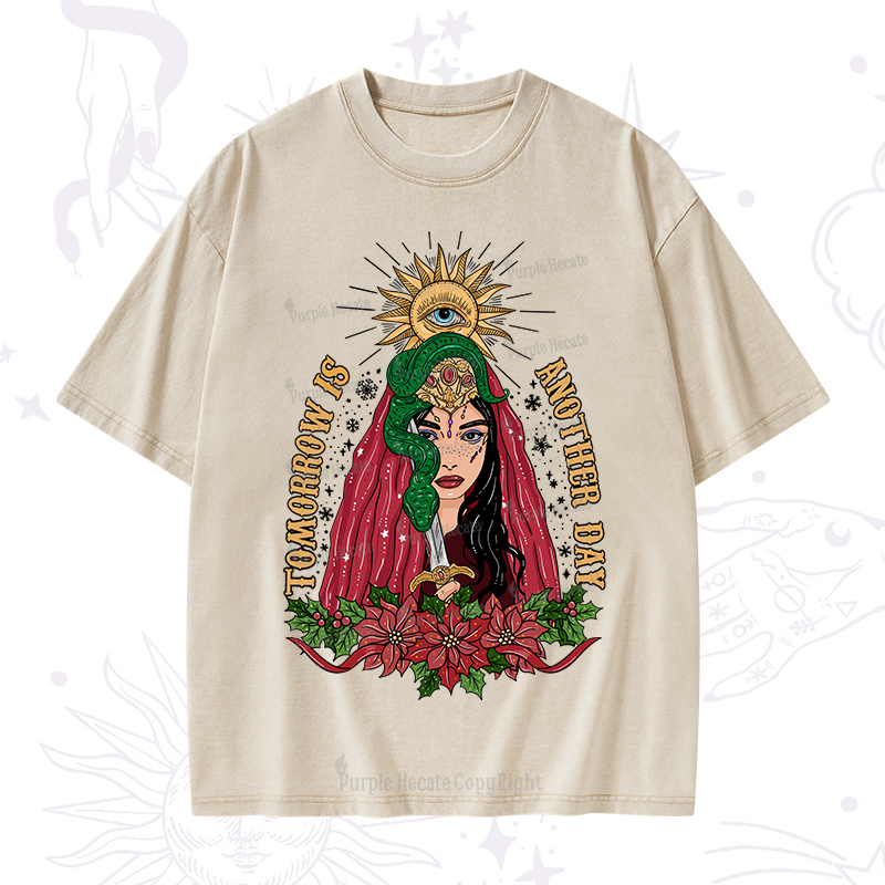 Purplehecate Christmas Prophetic Eye Witch Washed T-Shirt