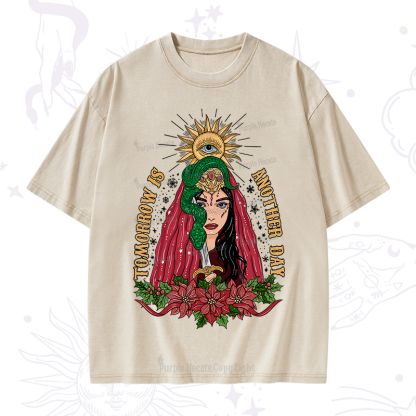 Purplehecate Christmas Prophetic Eye Witch Washed T-Shirt