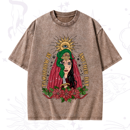 Purplehecate Christmas Prophetic Eye Witch Washed T-Shirt