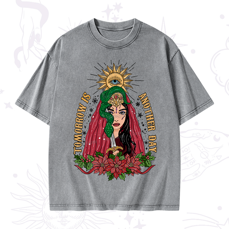 Purplehecate Christmas Prophetic Eye Witch Washed T-Shirt